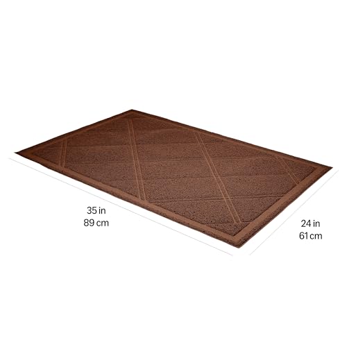 Image of Amazon Basics Less-Mess Cat Litter Box Mat, 24 inch x 35 inch, Unscented, Brown