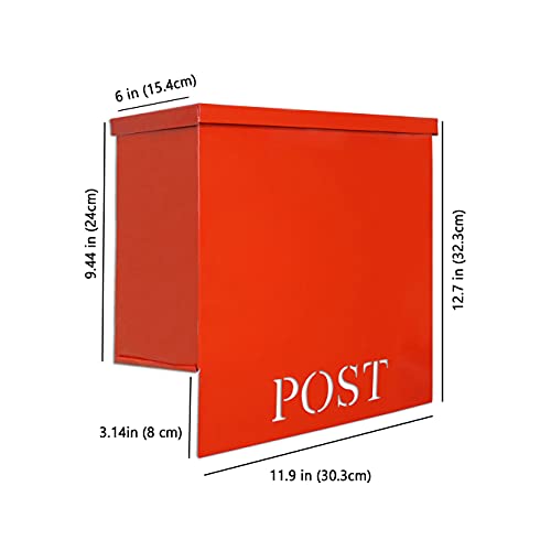 Image of NACH UH-1000RD-A Large Red Wall Mailbox, 12.7 x 11.9 x 6 inches, Waterproof, Heavy Duty, Modern Design