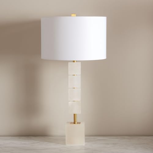 SAFAVIEH Couture Lighting Collection Johnny Alabaster/Gold 30-inch Bedroom Living Room Home Office Desk Nightstand Table Lamp (LED Bulb Included)