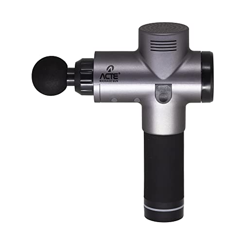 Acte, Massageador Profissional R16-P Massage Gun com 4 Ponteiras e 6 Níveis de Velocidade, Diversas Cores (Prata e Preto)
