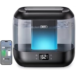 DREO Smart Humidifiers for Bedroom, 4L Cool Mist Humidifier | Top Fill, Quiet Sleep 28 dB, 36H Runtime for large room, Touch/APP/Voice Control, Nightlight, ideal for Baby, Plants, Nursery