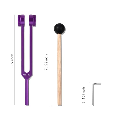 Image of OM 136.1 HZ Weighted Tuning Fork for Healing Heart Chakra Sound Healing Bath Tuning Forks 136.1hz Sound Tone Therapy Instruments for Body