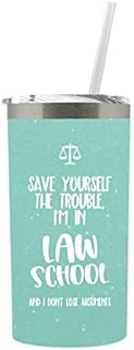 Funny Law School New Student Gifts for Women Water Bottle Tumbler Mug with Lid Mint 0223