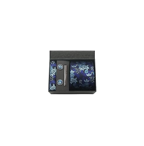 Image of Paisley Floral Mens Tie Formal Necktie Pocket Squares Ties Clips Cufflinks Classic for Men Set