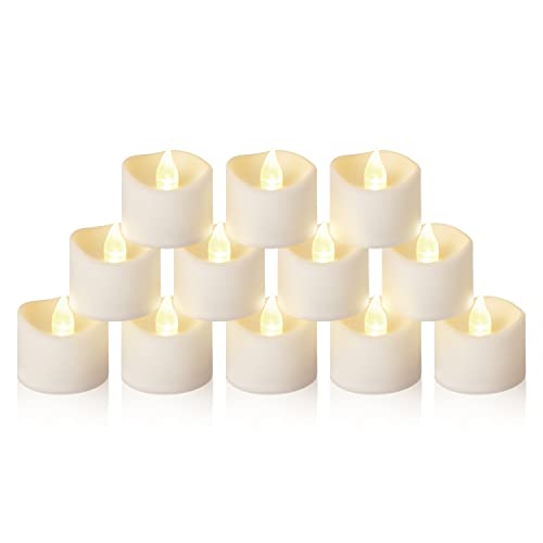 SALCAR Bougie en LED 12pcs. Bougie électronique sans fumée. Bougie clignotante à LED. Alimenté par batterie - Jaune chaud