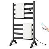 R FLORY Heated Towel Racks for Bathroom Freestanding & Wall Mounted, WiFi-Enable Electric Towel Warmer Rack, Extra-Wide Heating Area Fast Heating with Timer & Temperature Control, 8 Bars, Matte Black
