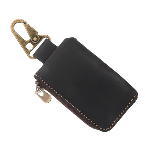 FOMIYES Leather Keychain Wallet for Men Compact Zippered Coin Purse Earphone Holder Versatile Waist Attachment for Keys for Commuting Outdoor Activities