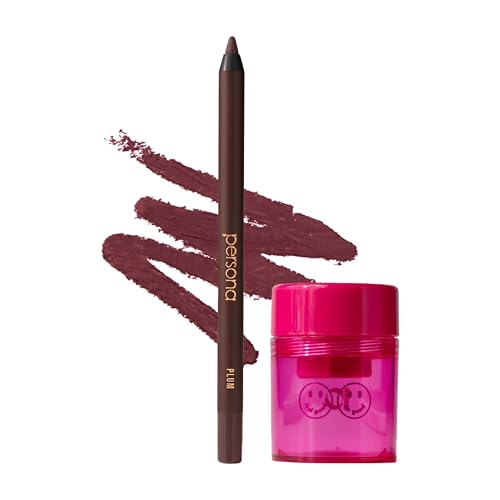 PERSONA 24HR Plum Eyeliner Pencil & Sharpener Bundle, Waterproof