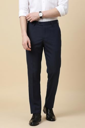 Image of Peter England Men's Slim Fit Mid Rise Solid Formal Trouser