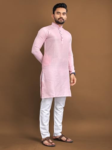 men's jecquerd kurta pajama set tunic treditional kurta payjama wear for puja and eid (B-PK)3