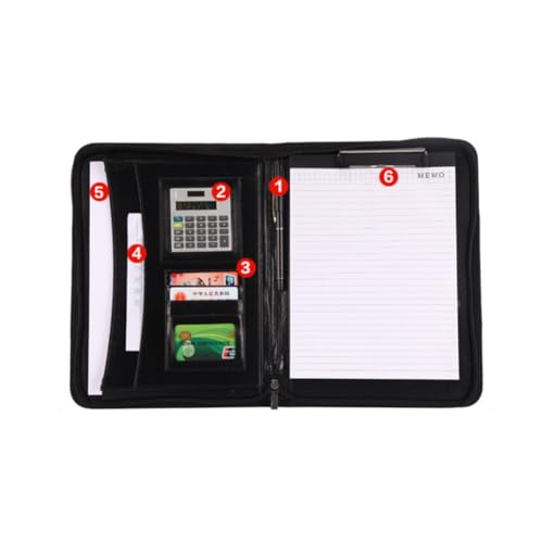 Portafolios de cuero PU con cremallera y calculadora integrada para organizar tu oficina
