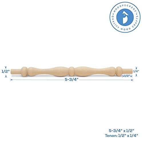 Image of Wooden Baluster Spindles 5-3 /4 inch, Pack of 10 Wood Spindles for Crafts, Woodworking, and Furniture, by Woodpeckers