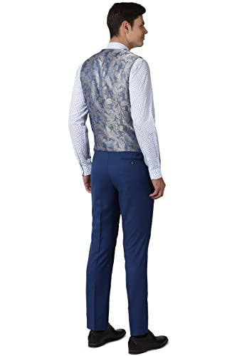 Image of Peter England Men's Polyester Blend Navy Three Piece Suit Business Vest