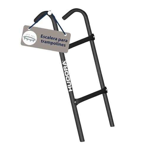 HUDORA Escalera para trampolín - escalera ajustable con 2-3 peldaños - escalera de seguridad resistente de acero para trampolines exteriores - escalera para diversas alturas de trampolín