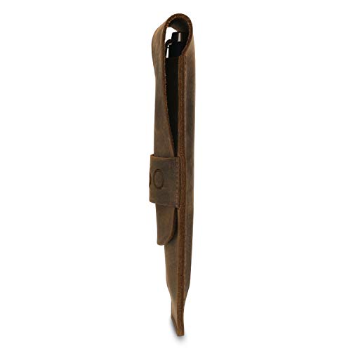 Londo Piórnik Skórzany Z Klapką OTTO288 - Etui Na Długopisy I Ołówki - Elegancki Design - Skóra Naturalna - Czarny
