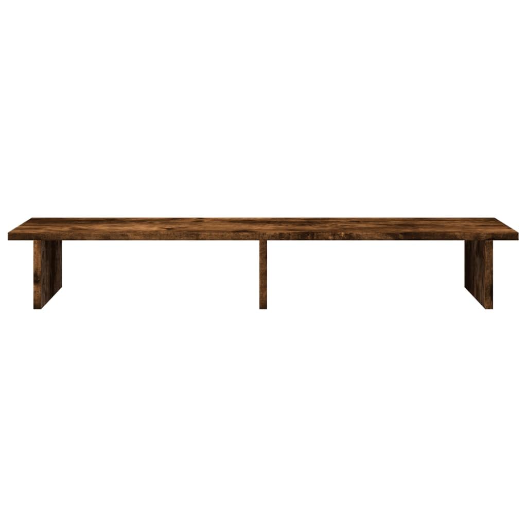 Supporto per monitor in legno di rovere affumicato, 100 x 27 x 15 cm, per due monitor, portata 20 kg, organizer da scrivania per ufficio e home office