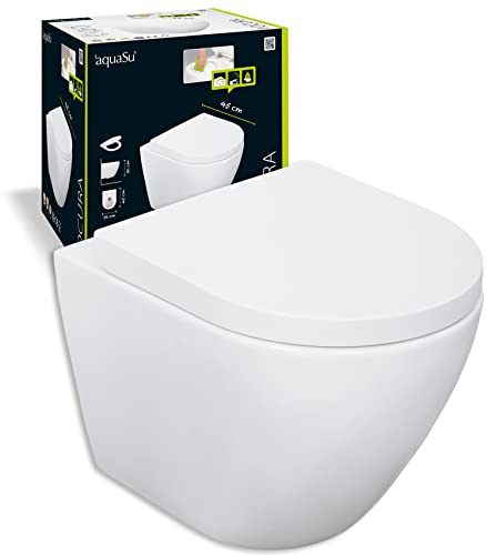 Vanvilla Design Hänge-WC Spülrandlos – Inkl. Soft-Close-Sitz, Tiefspüler, Für Vorwandmontage