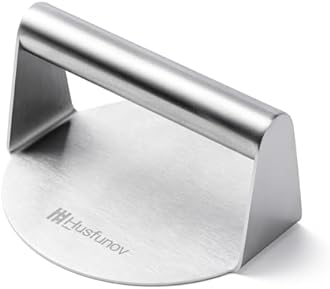 Stainless Steel Burger Press, 5.5 Inch Round Smasher,Non-Stick Smooth Hamburger Press,Flat Bottom Without Ridges, for Cooking Burgers, Bacon, Ground Beef, Meats, Sausage and So On