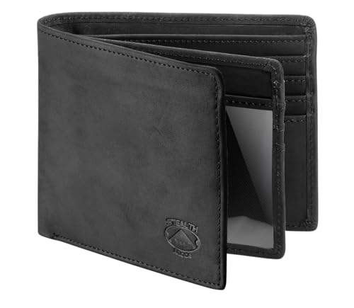 Image of Stealth Mode Leather Bifold Wallet for Men With ID Window and RFID Blocking