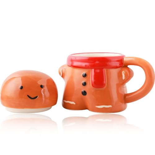 Taza de Cerámica con Tapa Diseño Pan de Jengibre 15 oz miniatura 2