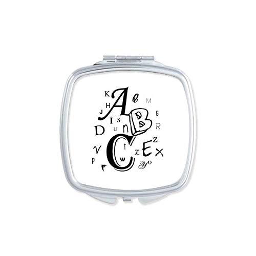 Letters English image Art Deco Gift Fashion Mirror Portable Compact Pocket Makeup Double Sided Glass image 2