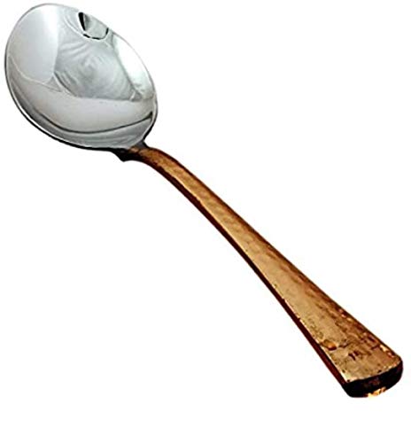 Image of Dinner Set Copper Steel Solid Hand Made Kitchen Plate /Thali Hotel And Home Dinnerware Gifting Purposes Heavy Weight Dinner Set Of 7 Pieces (Set Of 8 Pieces Including Fork Spoon)