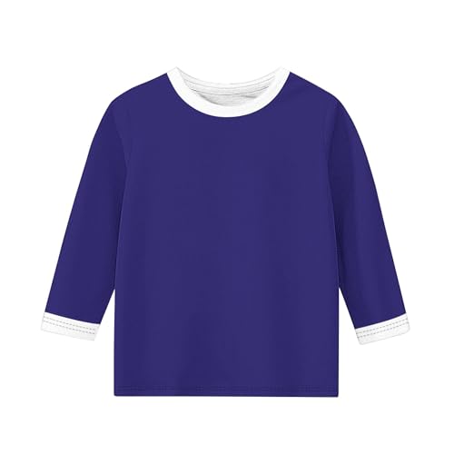 Boys Girls Tops 3/4 Sleeve Shirts Round Neck Loose Casual Tshirts Color Block Summer Tees4