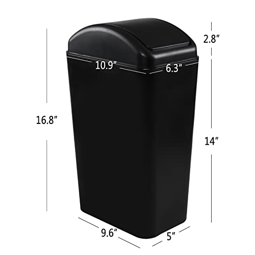 Caneca plástica pequeña 14 L con tapa basculante negra miniatura 2