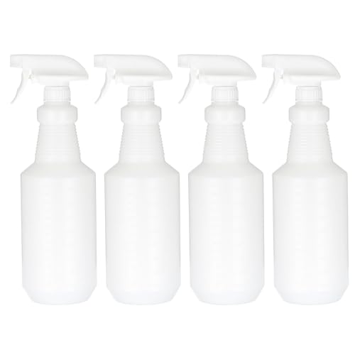 Image of PATIKIL 900ml Plastic Spray Bottles, 4pcs Adjustable Nozzle Leak Proof Empty Water Mist Stream Sprayer for Cleaning Solutions Plants Hair, White