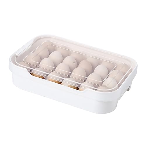 CORHAD 24グリッド線線マス 卵収納ボックス プラスチック製卵トレイ 冷蔵庫用引き出しプ キッチン収納 白