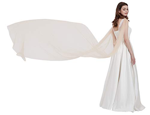 Cape de mariée en tulle B018 beige en taille unique pour mariage