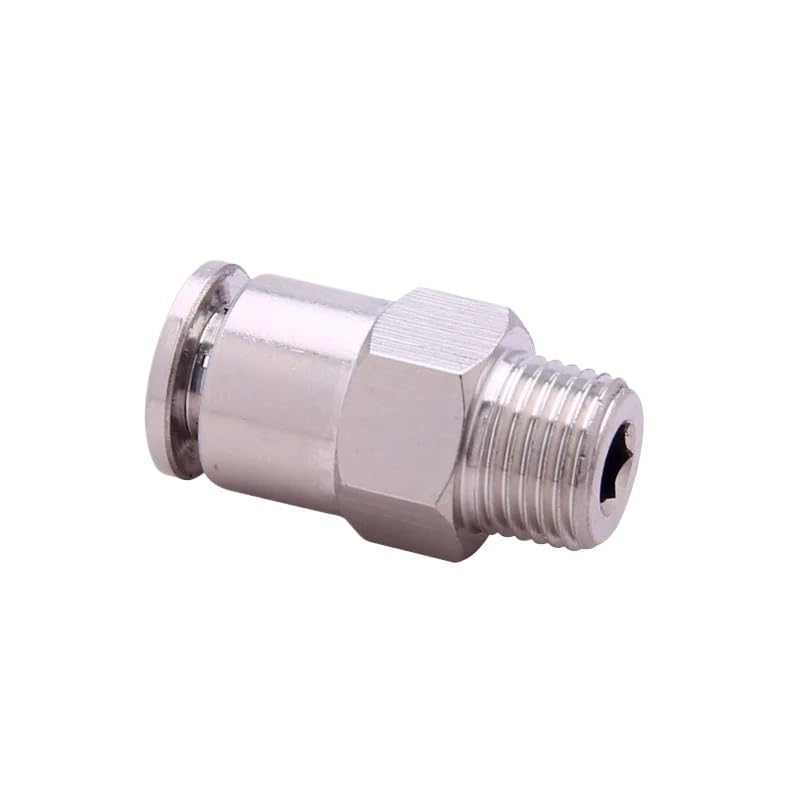 PC Copper Nickel Plated Pneumatic Connector Quick Coupling 4 6 8 12mm External Thread 1/4 1/2 1/8 3/8 Compression Hose(12-04)