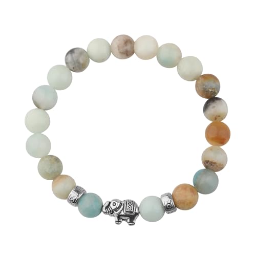 Image of FUSTMW Elephant Gifts Bracelet Friendship Gifts Elephant Charm Natural Stone Bracelet Inspirational Gifts