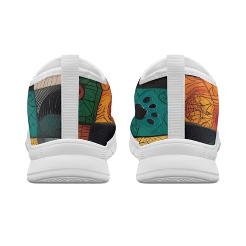 Womens Walking Shoes Tribal Animals Print Men Breathe Mesh Running Shoes Sock Sneakers Slip On Fashion Non Slip Tennis Sneakers2