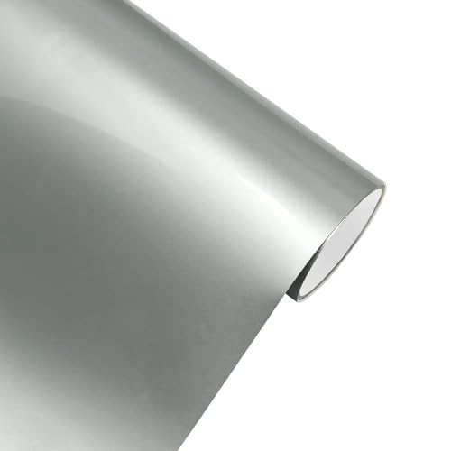 Image of LZLRUN High Gloss Vinyl Realistic Paint Wrap Roll Car Sticker Film Decal Bubble Free Come with Installation Tool Set (Silver, 4Inch x 30ft)