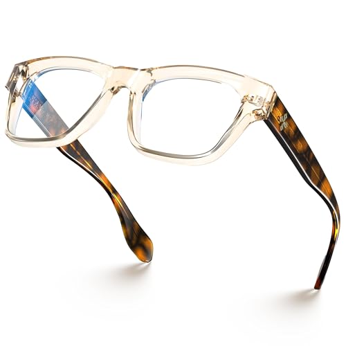 Image of VISOONE Square Blue Light Blocking Glasses TR90 Clear Lens for Women Men BONA
