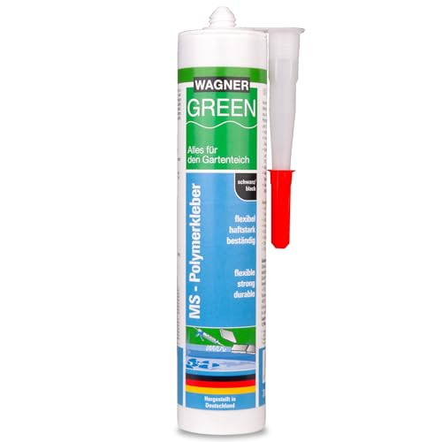 Unterwasserkleber für Pool Aquarium und Teich | Wagner Green MS Polymerkleber schwarz 310ml in DIN Kartusche | Spezial Reparatur Dichtmasse | Kleber für Teichfolie | abdichten von PVC- EPDM Folien