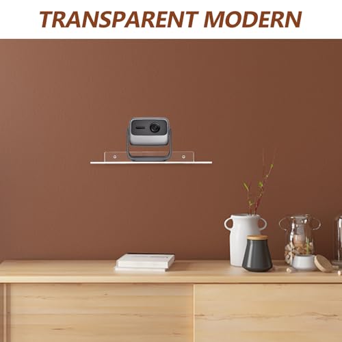 Estante de acrílico transparente para montaje en pared con pasacables 6