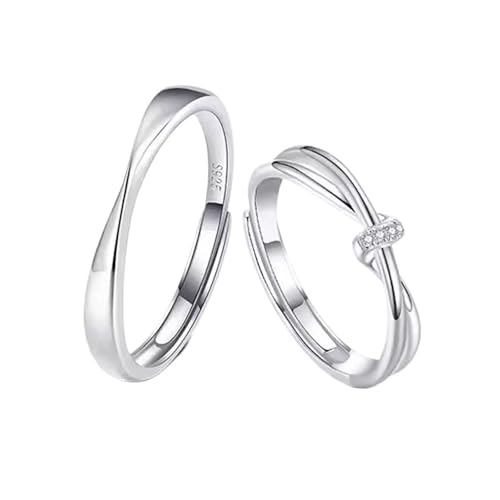 Gravure en Argent 925 pour Bague de Fiançailles Couple Réglable au Design Unique