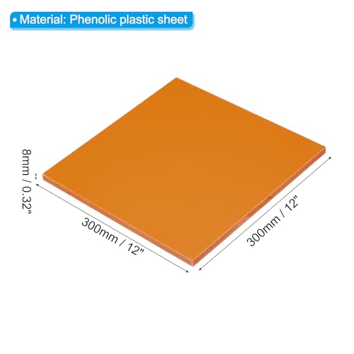 Image of PATIKIL Orange Phenolic Sheet, 1pcs 300x300x8mm Laminated Resin Plate Board PCB Sheet for Electrical Electronic Fixtures DIY and Crafts