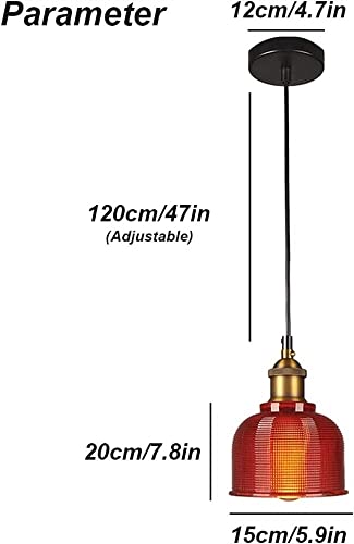 Lámpara de araña retro con vidrio rojo ajustable para techo de comedor 4