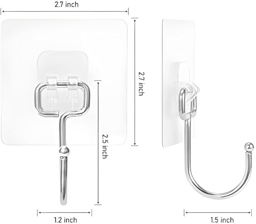 Image of 20 Pcs Golden Large Adhesive Hooks for Wall Heavy Duty Waterproof Wall Hooks for Hanger Hooks, Stainless Steel Towel and Coats Wall Hook to Use Inside Kitchen, Bathroom, Home and Office