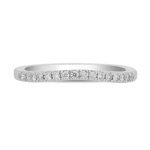 Jewelili Enchanted Disney Fine Jewelry 10K White Gold 1/6 CTTW Diamond Ariel Wedding Band