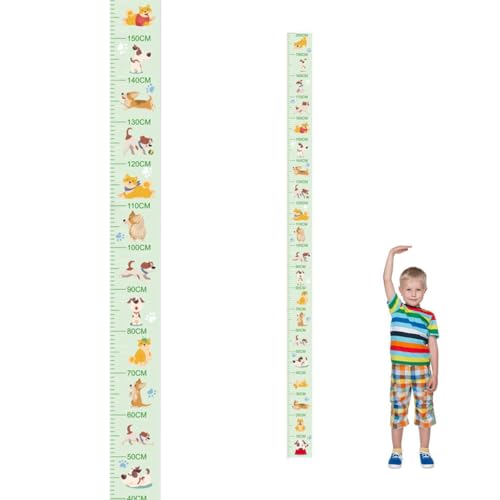 WUFKOP Vinilo de Medición de Altura Infantil, Pegatina de Pared Decorativa para Niños con Animales Divertidos, Medidor de Crecimiento Autoadhesivo de 10x200 cm para Habitación de Bebés y Niños