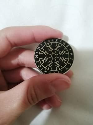 Norse Viking Rune Celtic Vegvisir Runic Symbol Thor Odin 1.25" Enamel Pin Badge - Image 3