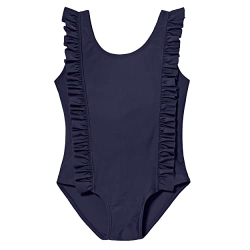 Image of Made in USA Girls Ruffle Front One Piece Swimsuit Sun Protection Swimming Suit with UPF50+ for Beach Pool or Play Swim Suit