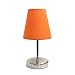 Simple Designs Home LT2013-ORG Mini Basic Sand Nickel Table Lamp with Fabric Shade, 10.00 x 4.88 x 4.88 inches, Orange
