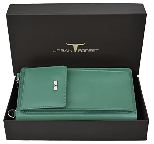 Image of URBAN FOREST Ruby Green Leather Sling Wallet for Women