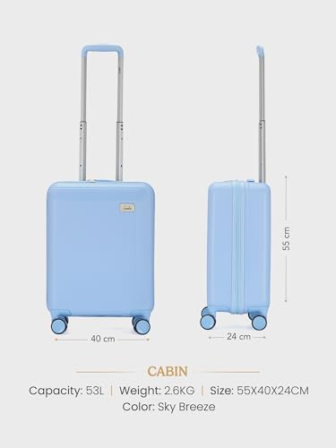 Image of Genie Rhythm Hard Luggage with Organized Interiors and Dual Wheels - Cabin - Sky Breeze