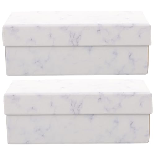 WHAMVOX 2pcs Marble Boxes for Wrapping Elegant Jewelry Storage Containers Portable Design for Cosmetics and Lipsticks for Xmas and All Occasions